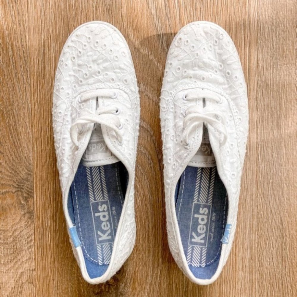 Women’s White Embroidered Keds